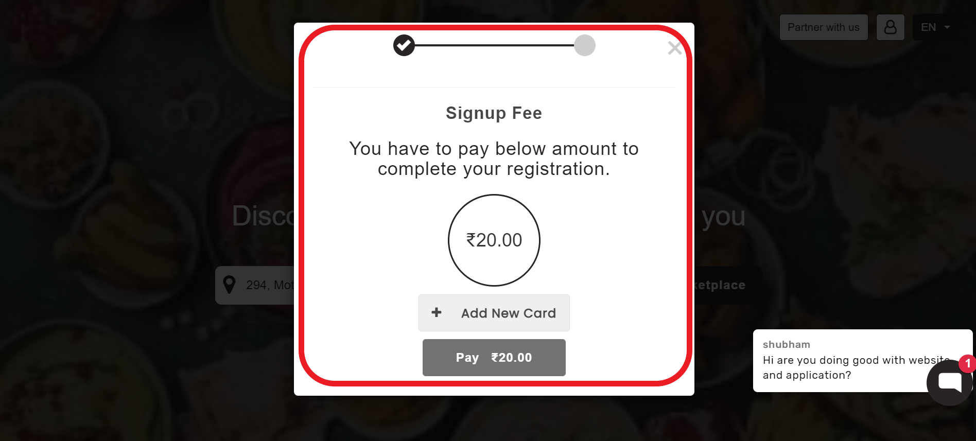 sign-up fee
