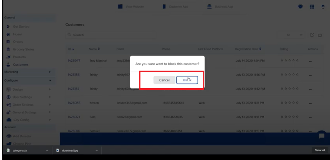 Block Customers in Marketplace - Jungleworks Support