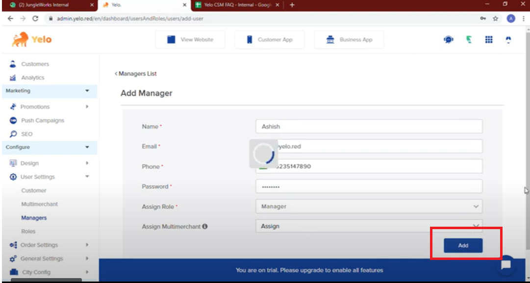 Add Managers to dashboard