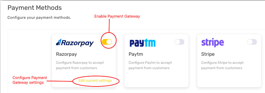 enable the payment gateways - Panther