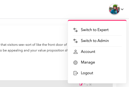 switch to the Expert Dashboard