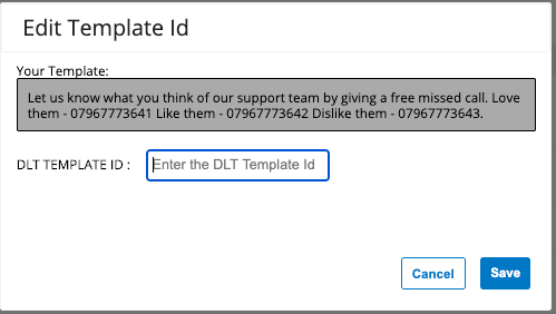 To configure template ID on Exotel, you can set it against each of your templates