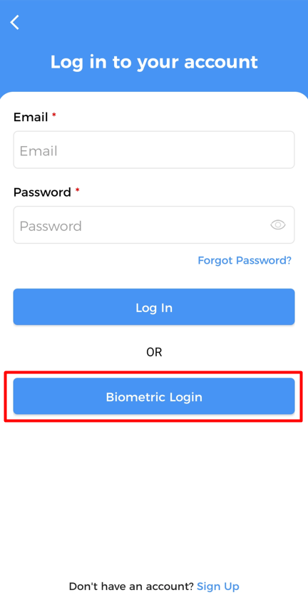 Biometric login